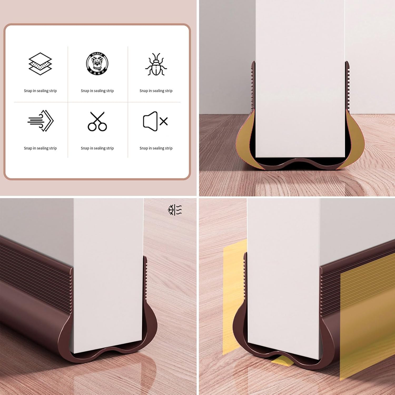 Soundproof Door Seal with Noise Reduction and Insulation Black