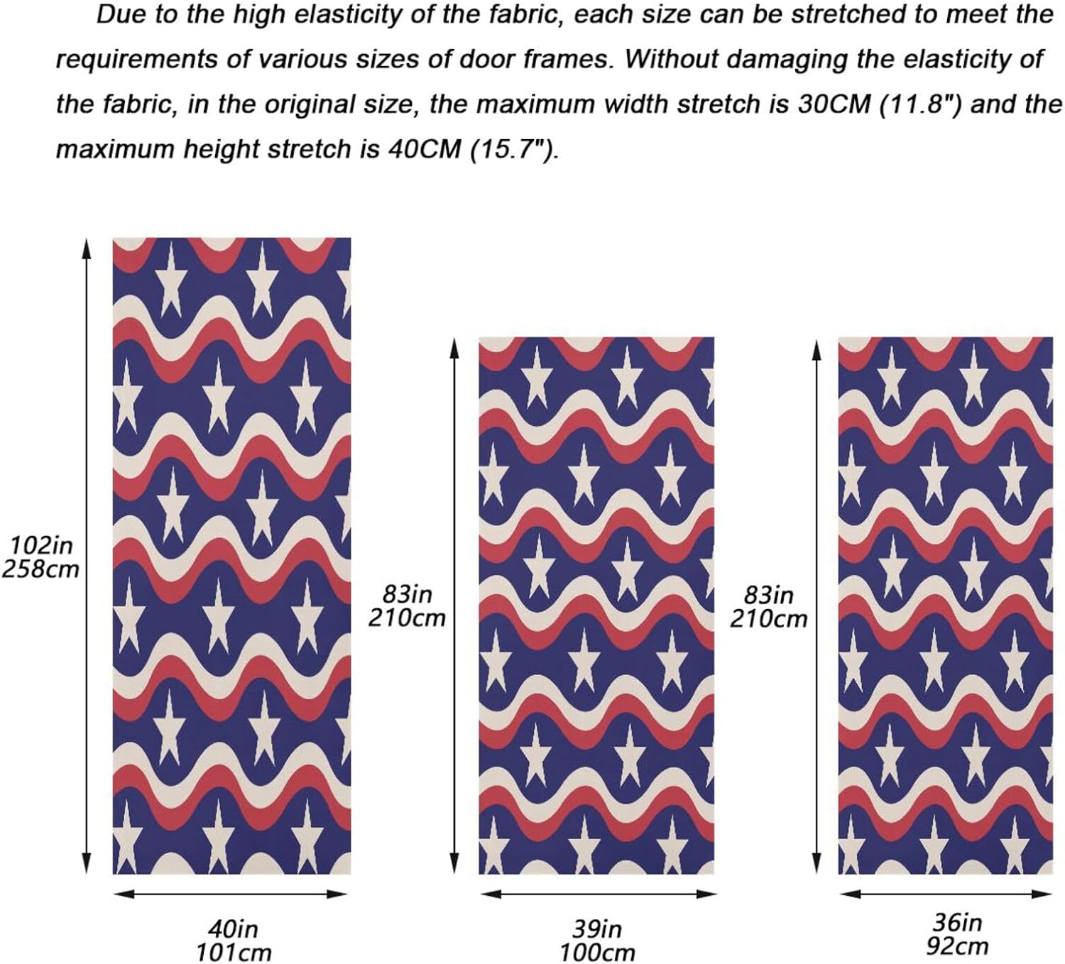 Susiyo Fag White Stars Halloween Door Cover Stretch Fabric Backdrop for Home Party Decoration