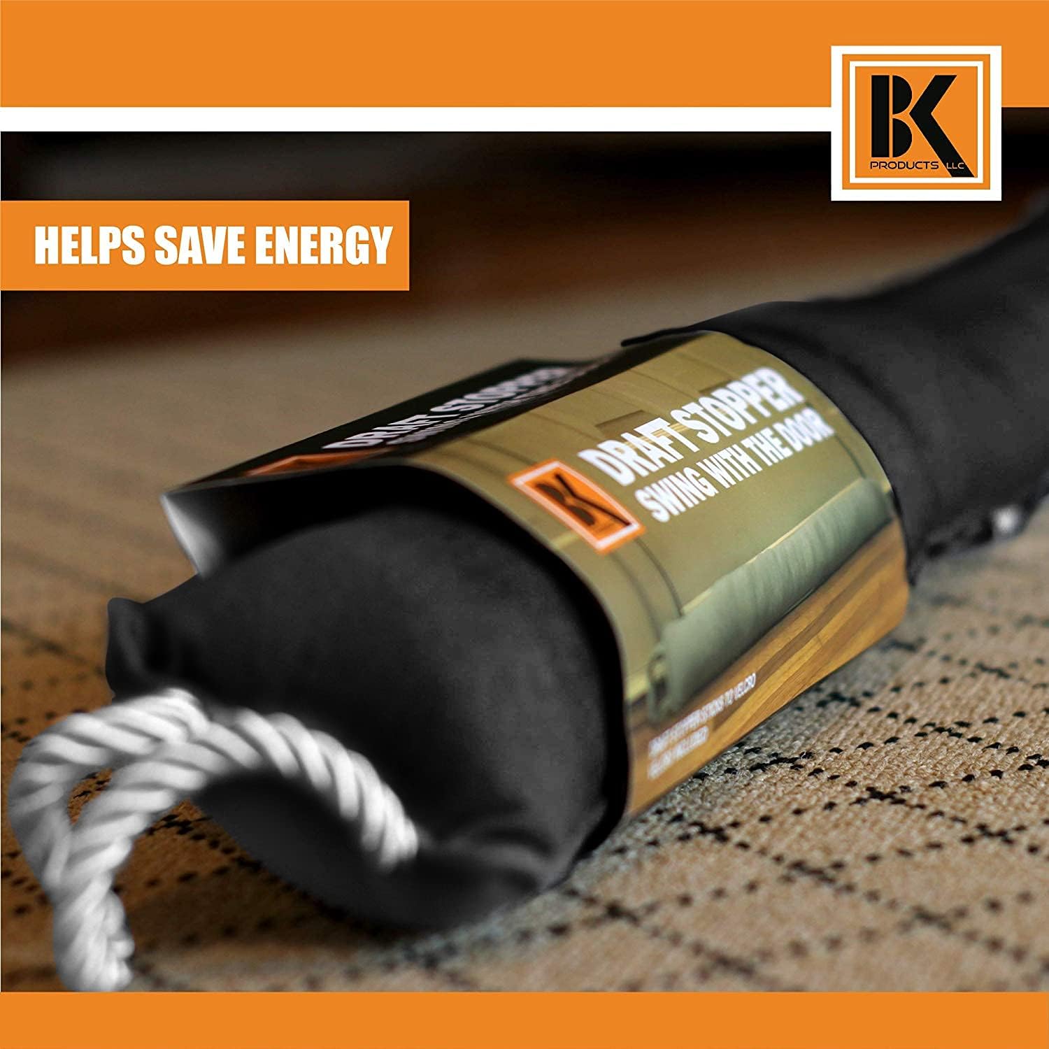 BK Door Draft Stopper - 37 Inch Black Energy Saver