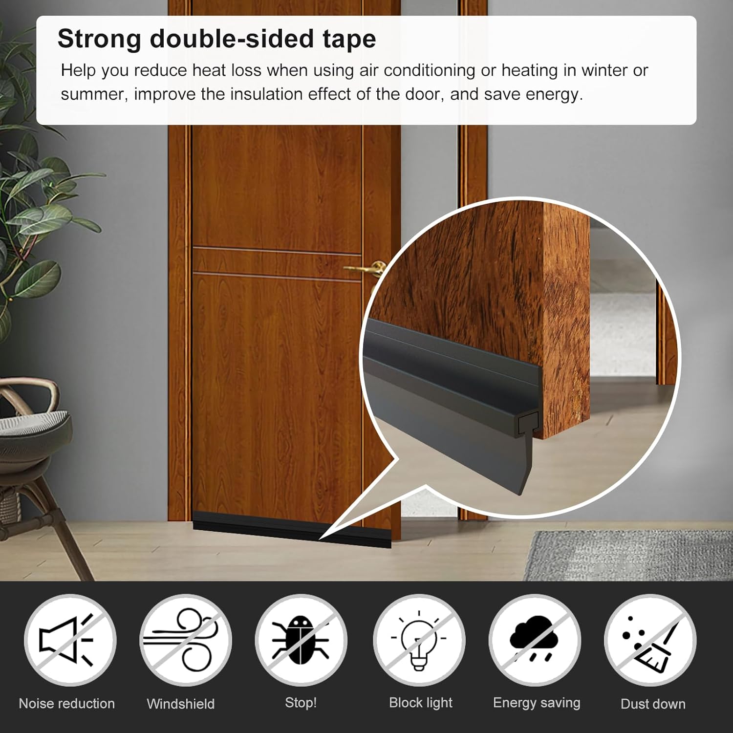 2 Pack Door Draft Stopper 39 Inch Black Aluminum Door Seal