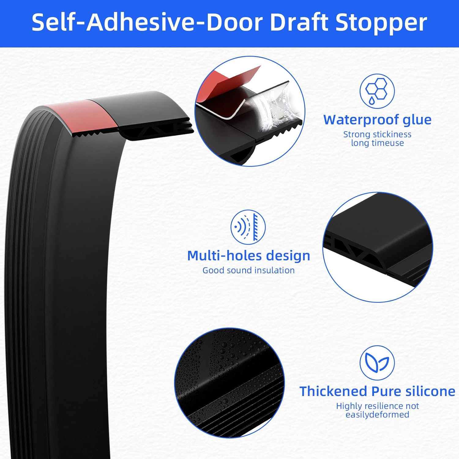 Under Door Draft Stopper 39in Black Door Sweep