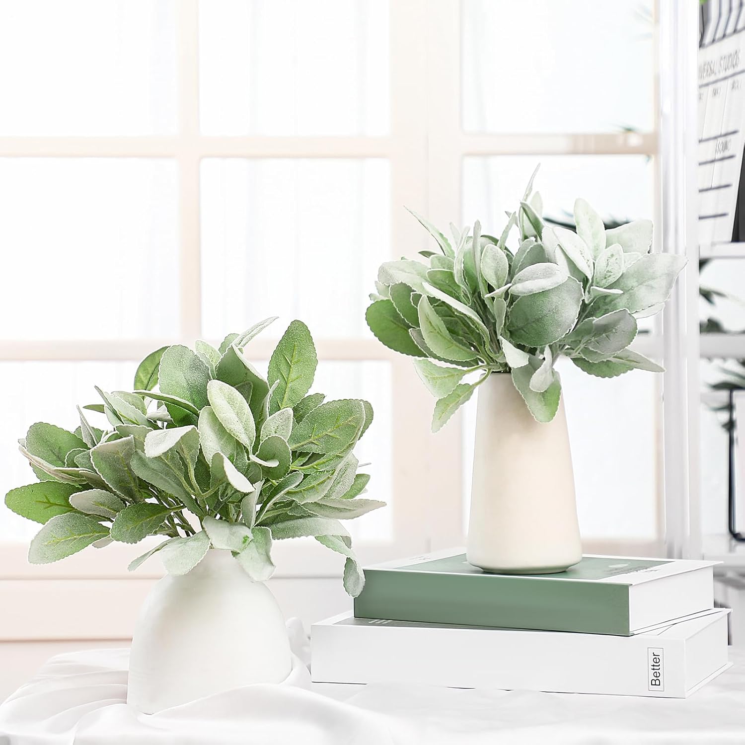 48 Pcs Artificial Lambs Ear Garland Faux Greenery Decor Stems for Home Wedding DIY Arrangements