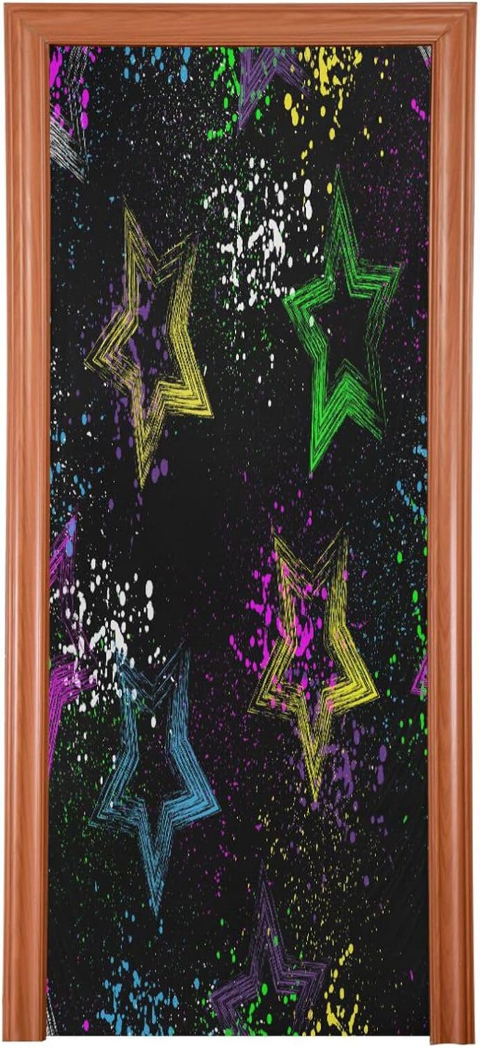 Susiyo Colorful Stars Black Halloween Door Cover