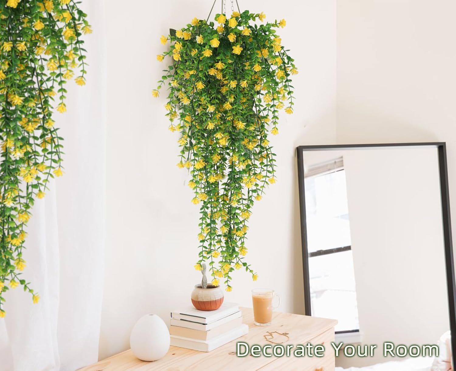 RECUTMS Yellow Hanging Fake Plants 3-Pack