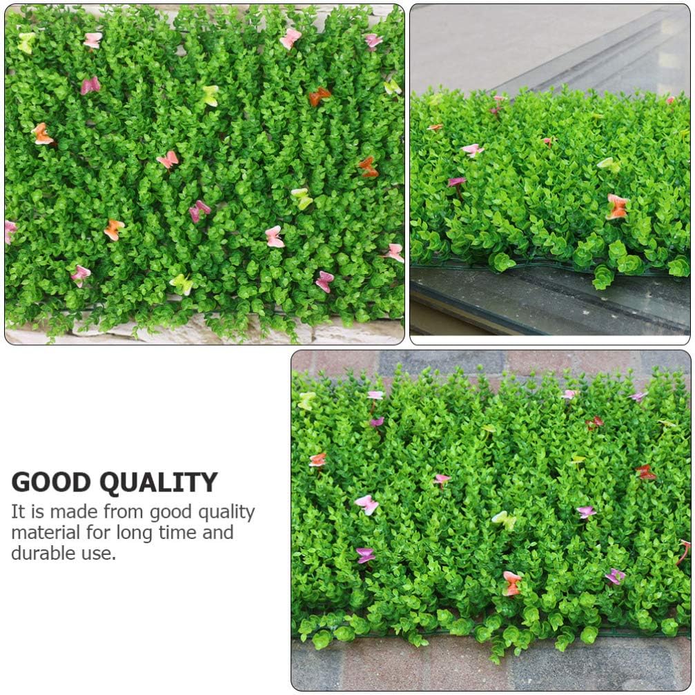 VOSAREA Artificial Boxwood Panels with Butterfly Grass Topiary Hedge Wall Decor