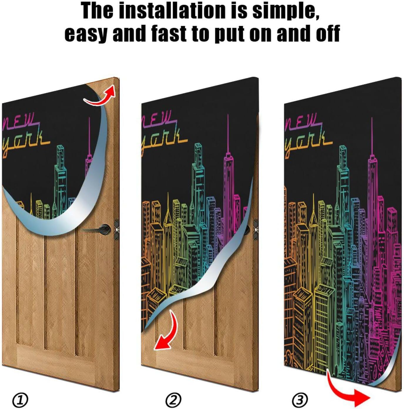 Susiyo NYC Night View Halloween Door Cover Stretch Fabric Door Decoration for Home Party Holidays