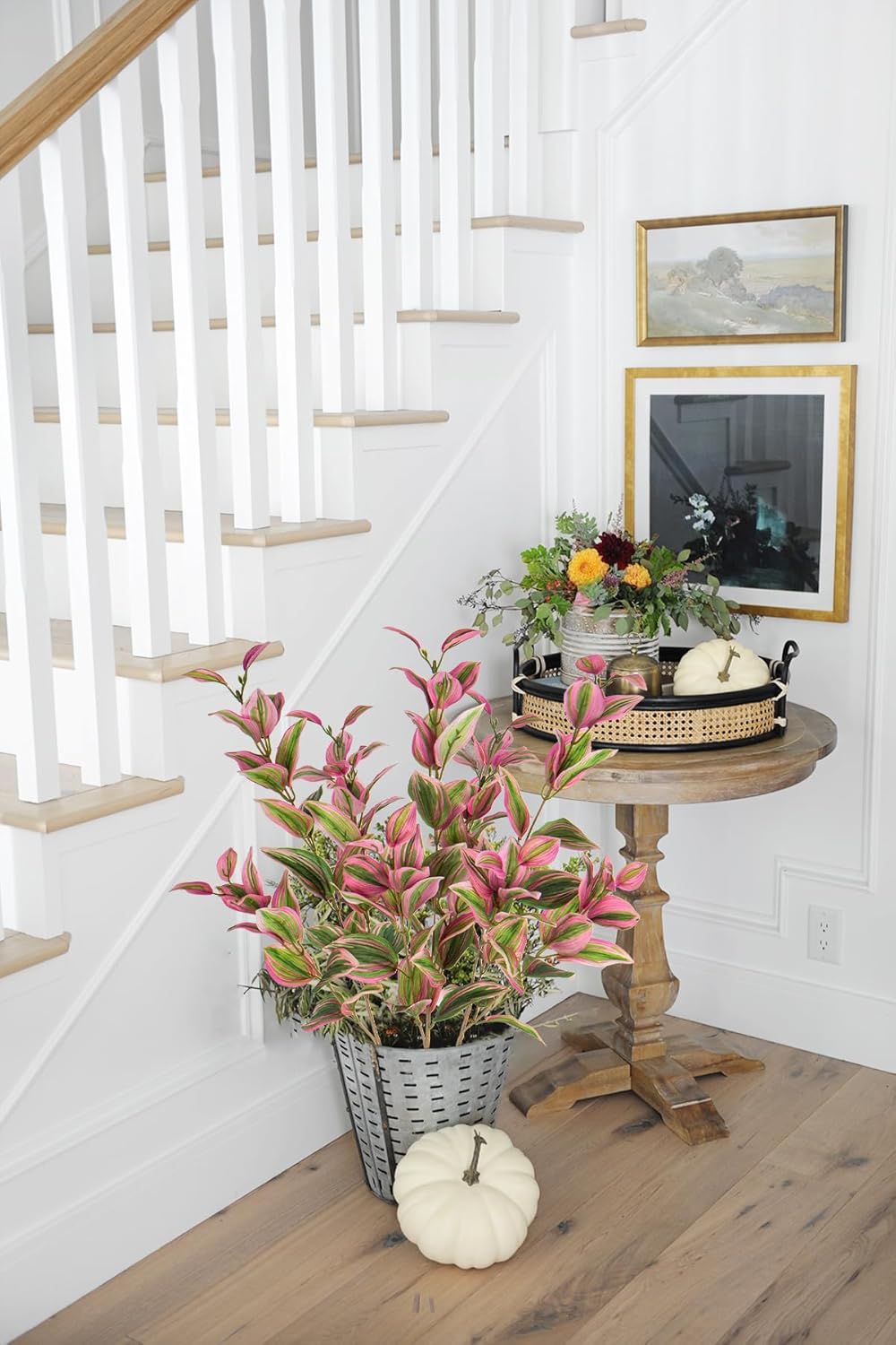 3Pcs Artificial Pink Tradescantia Zebrina Greenery Stems for Vase and Home Decor