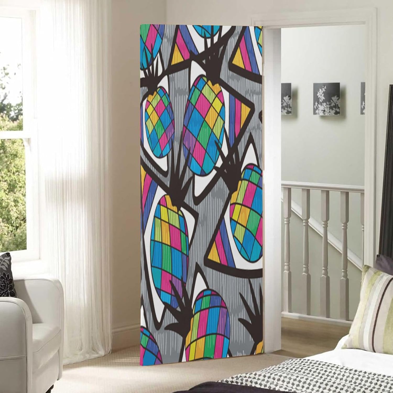 Susiyo Exotic Summer Halloween Door Cover Stretch Fabric Backdrop for Home Party Decor 32x79 in