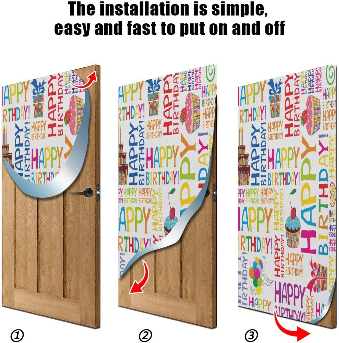 Susiyo Happy Birthday Halloween Door Cover 32x79 in Stretch Fabric Door Decoration