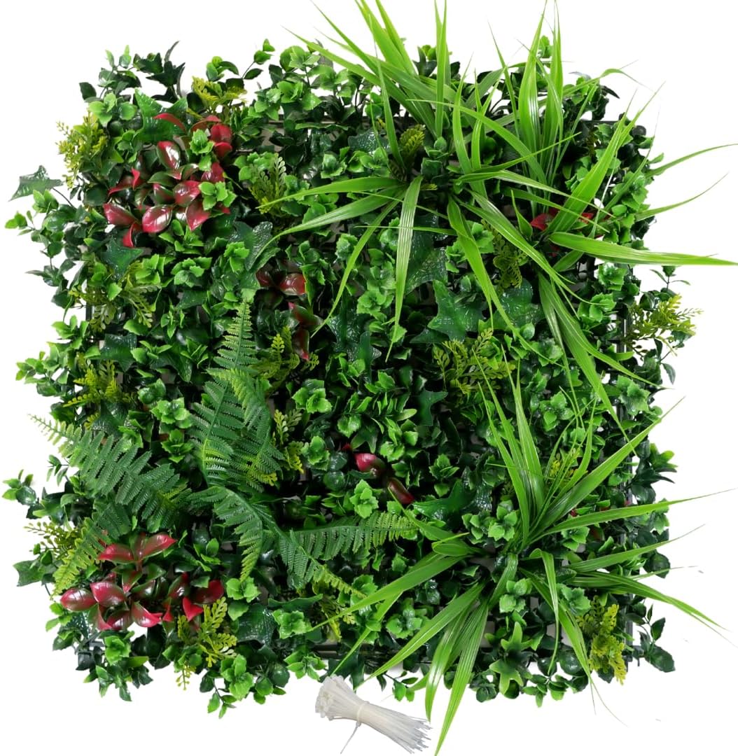 Artificial Green Wall Panels 20x20 for Privacy Fence and Indoor Outdoor Decor 6 Pack