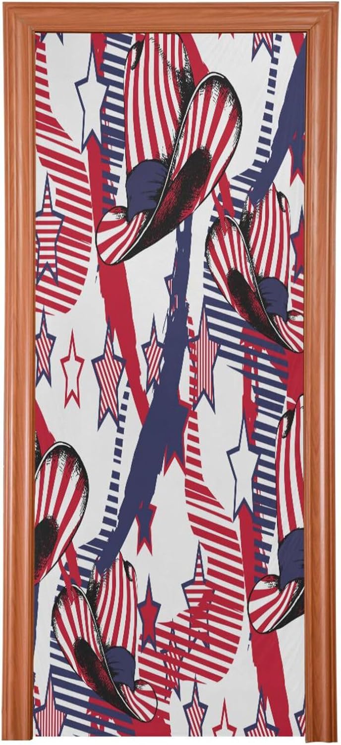 Susiyo Cowboys Hat Halloween Door Cover Stretch Fabric Backdrop for Home Party Decorations