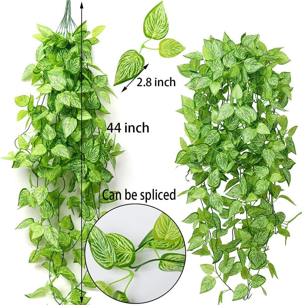 HANDIC Artificial Hanging Plants 2pc Green Ivy Faux Plant Set
