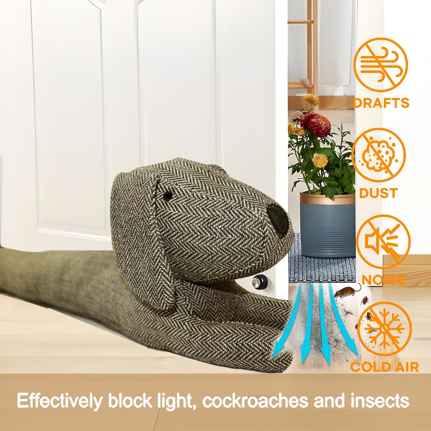 FALIDI Animal Under Door Draft Stopper - Brown Dog 36 inch