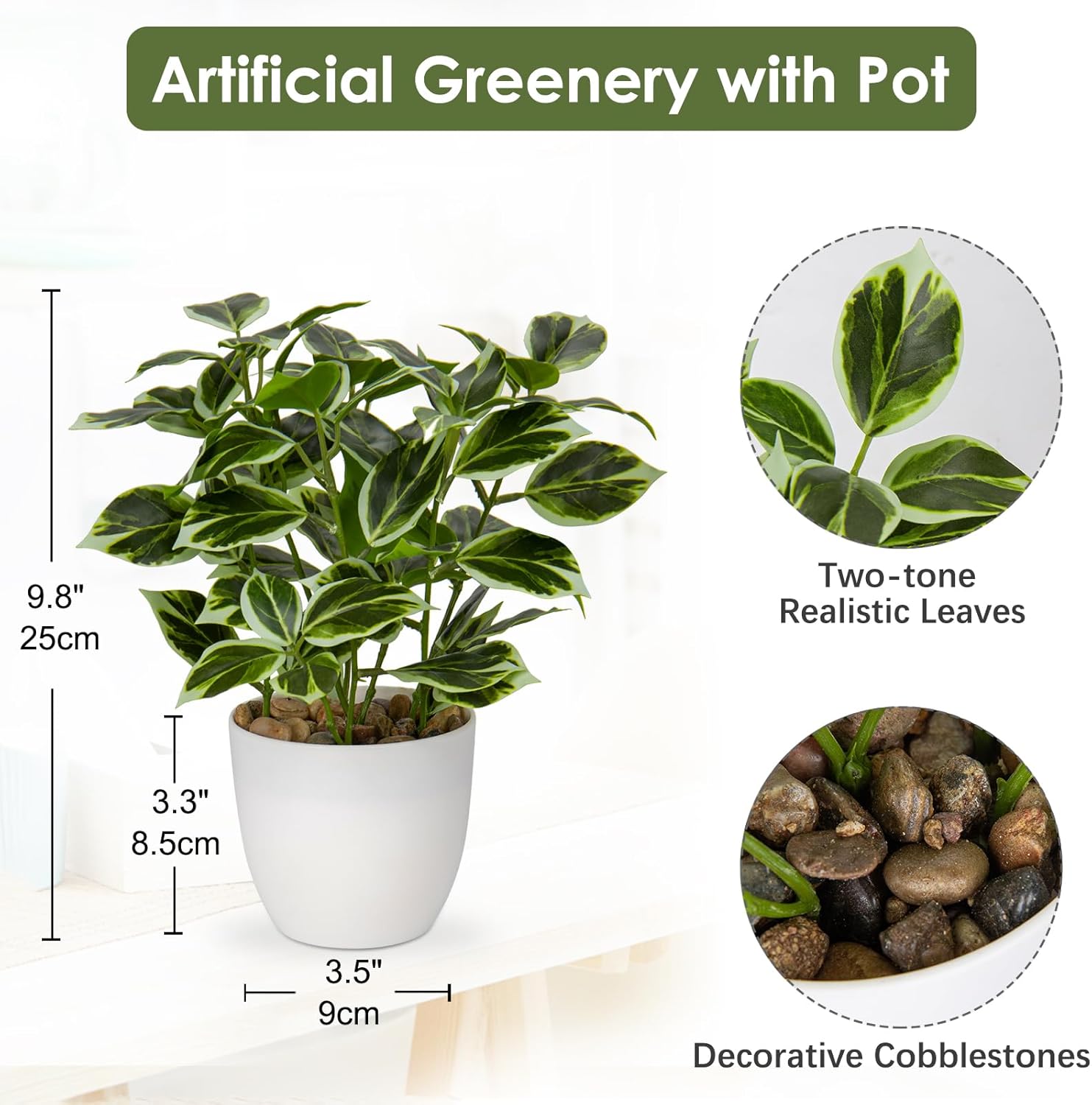 Briful Fake Plants Artificial Greenery Potted Decor