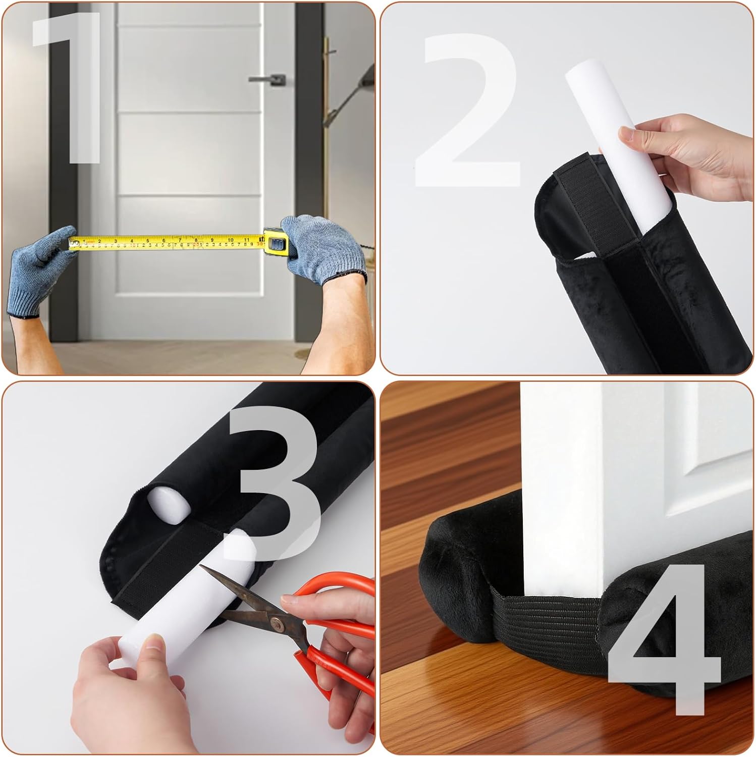 Amugret Thin Draft Stopper for Bottom of Door 30 to 36 Under Door Gap Filler Soundproof and Floor-Safe