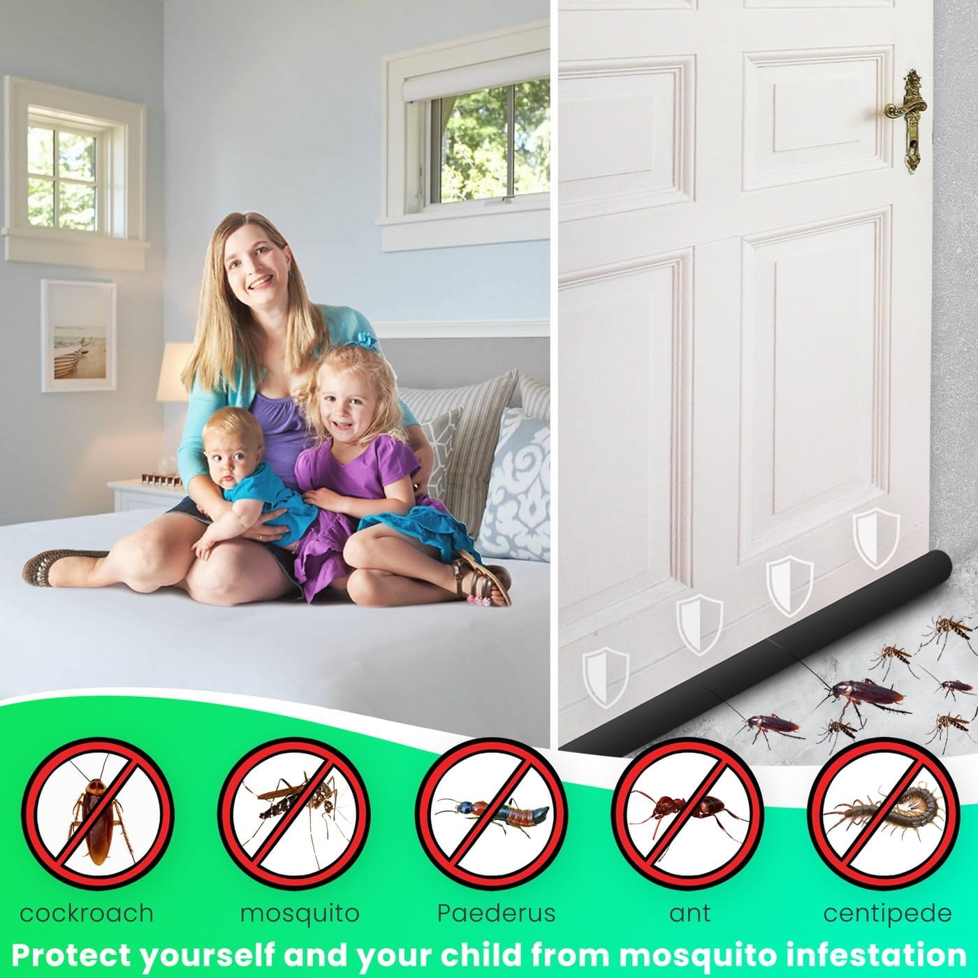 Adjustable Under Door Draft Blocker 37 Inch Black