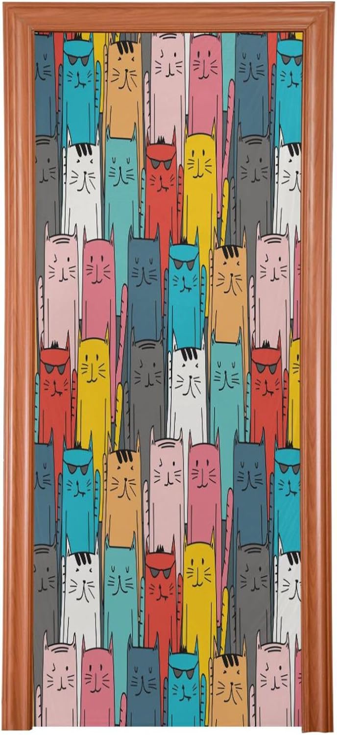 Susiyo Cartoon Cats Halloween Door Cover Stretch Fabric