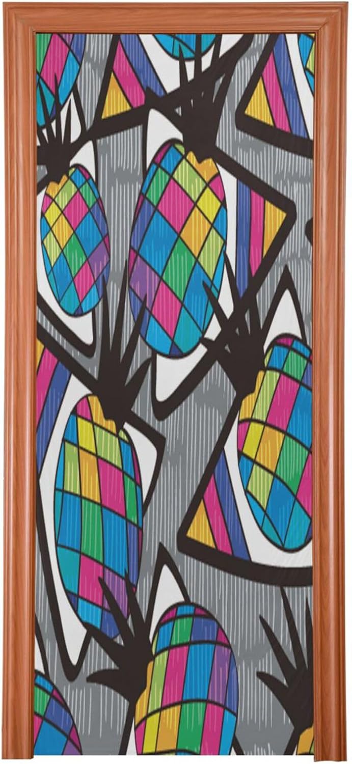 Susiyo Exotic Summer Halloween Door Cover Stretch Fabric Backdrop for Home Party Decor 32x79 in