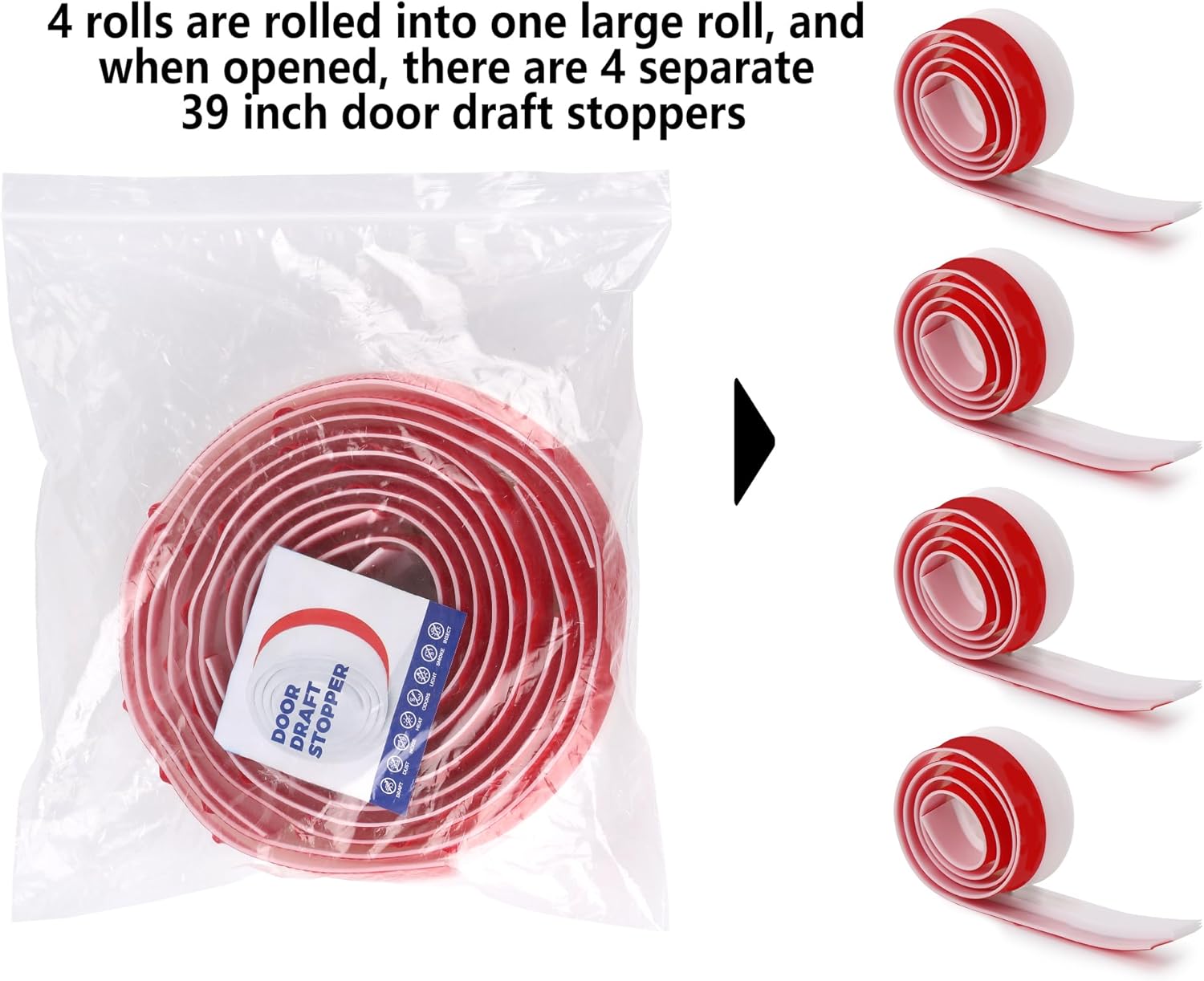 4Pcs Door Draft Stopper Silicone Under Door Seal Blocker for Noise and Dust Control