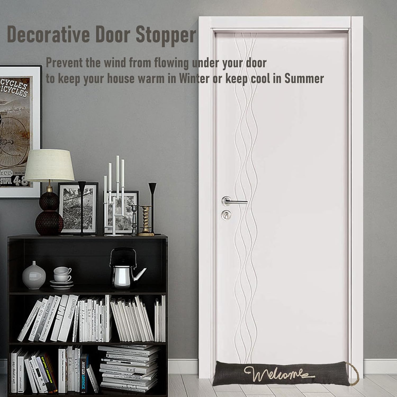 Buracoli Fabric Draft Stopper for Door and Window with Hanging Rope
