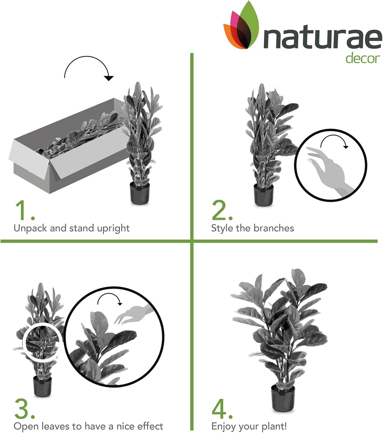 Naturae Decor Fiddle Leaf Tree Artificial Plant 47 in High