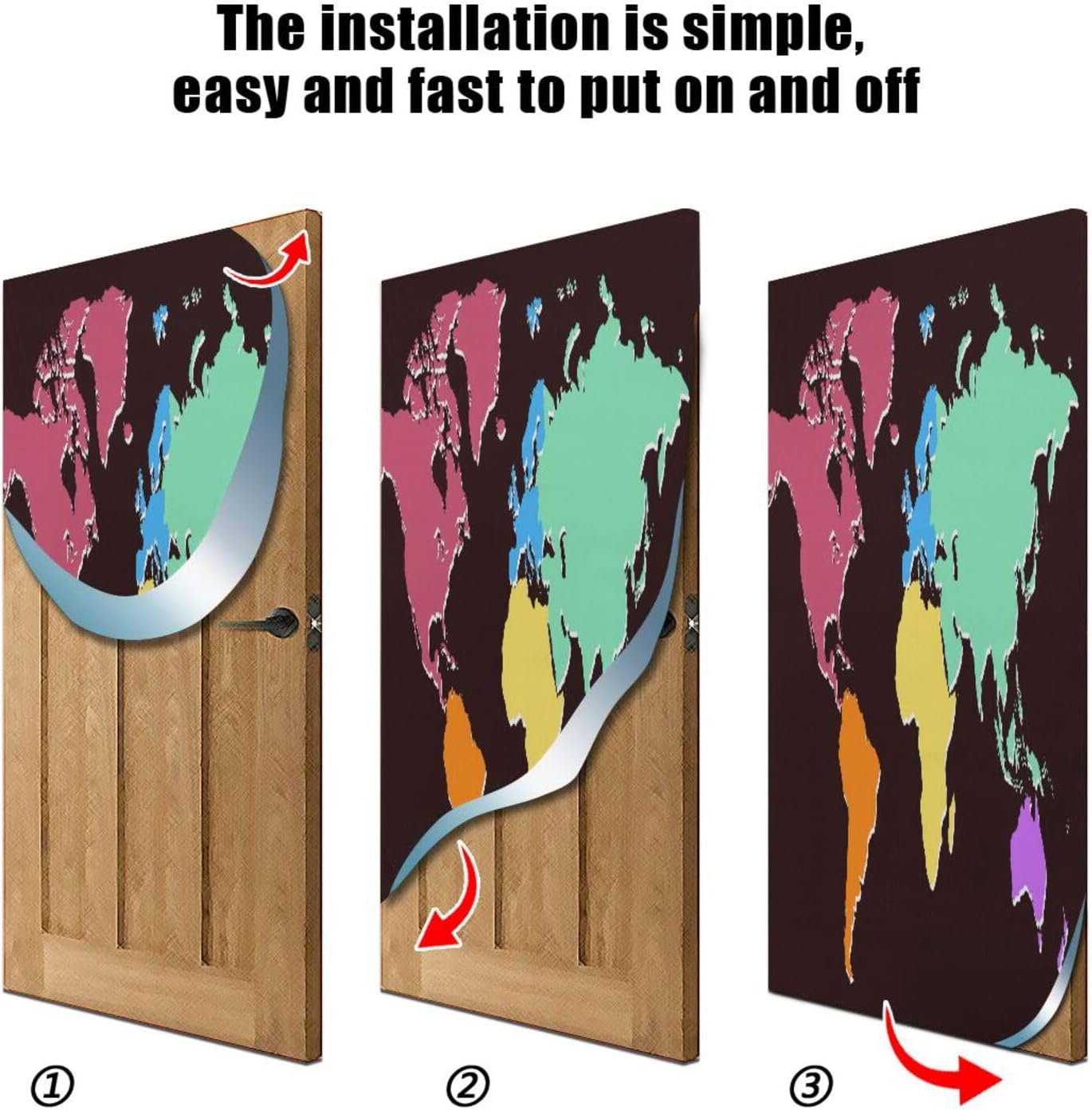 Susiyo Colorful World Map Halloween Door Cover