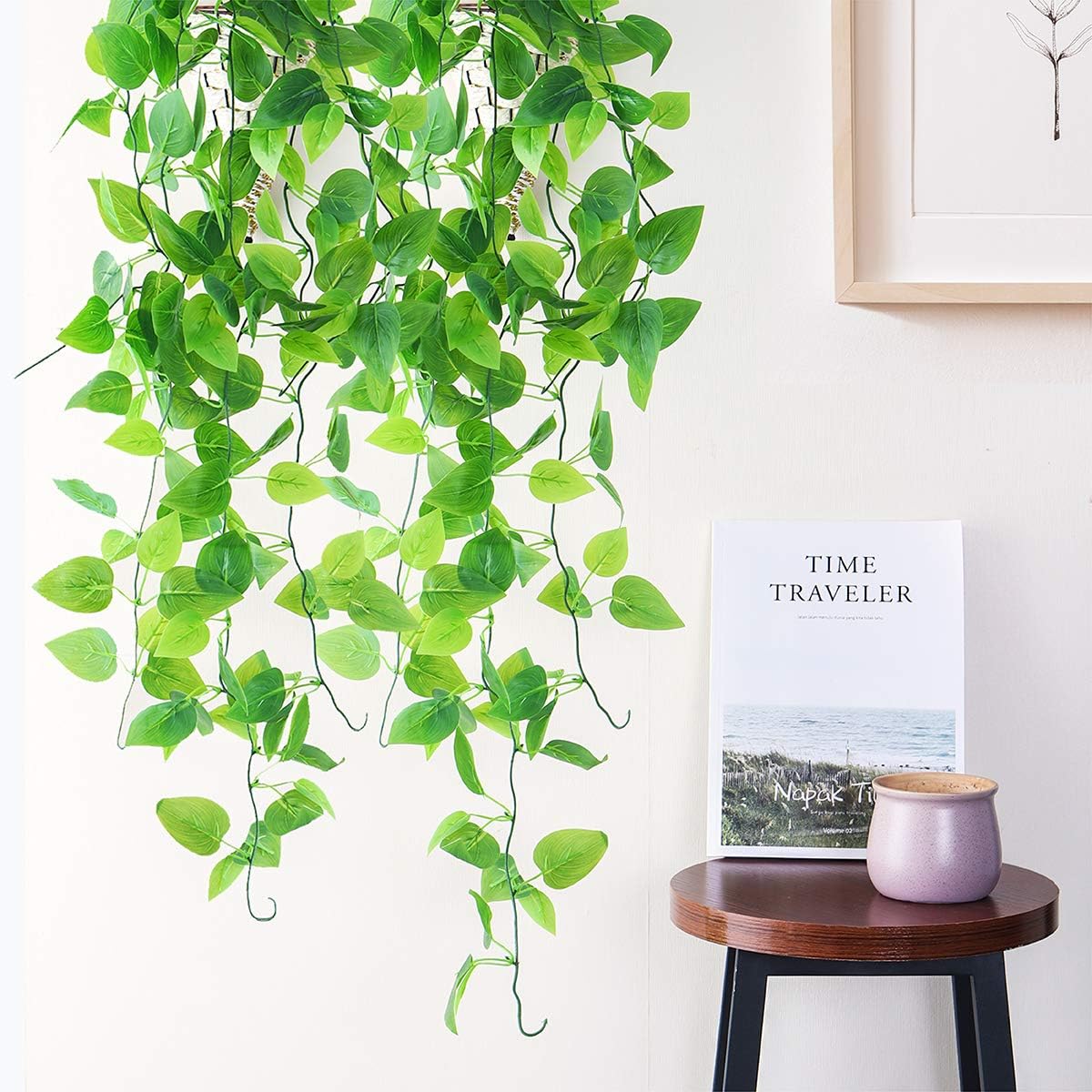 Mocoosy 2 Pack Artificial Hanging Plants with Baskets