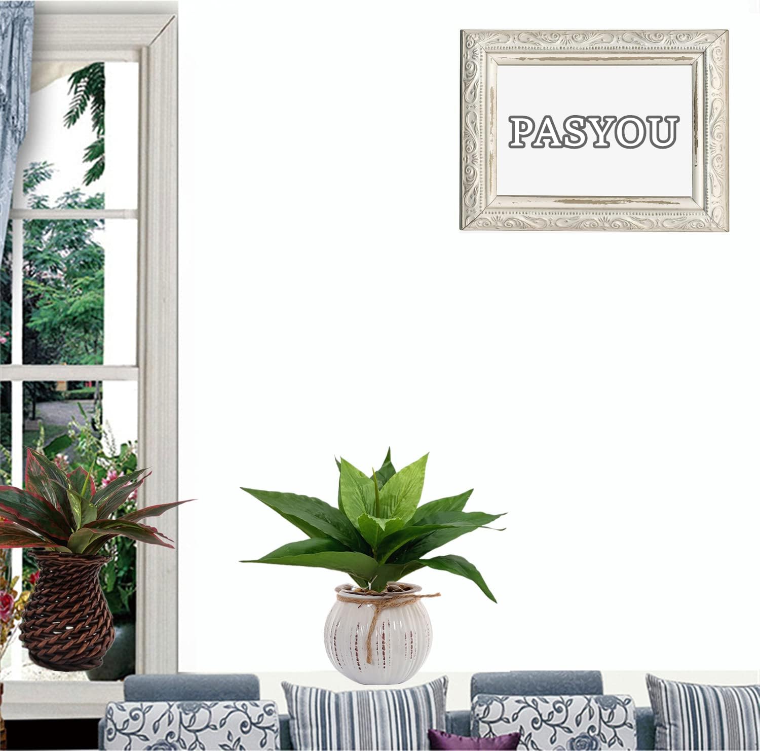 PASYOU Artificial Agave Plant 2 Pack 10 Inches Faux Greenery