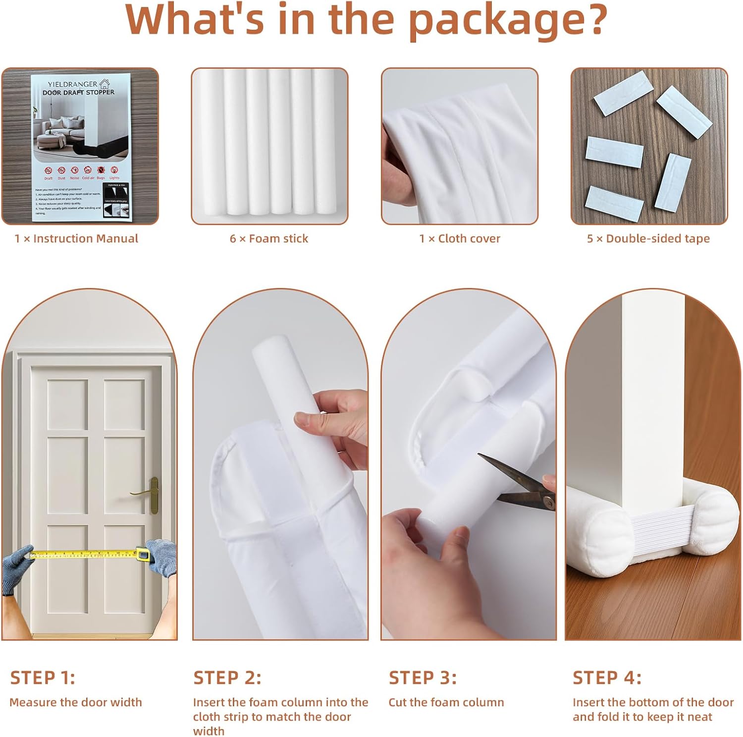 Yieldranger Under Door Gap Filler Adjustable Draft Stopper for Bottom of Doors