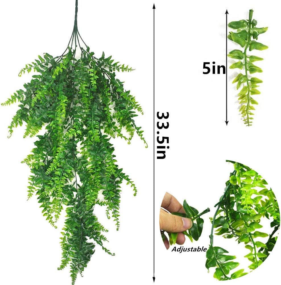 2pcs Artificial Hanging Fern Plants UV Resistant for Indoor Outdoor Dcor