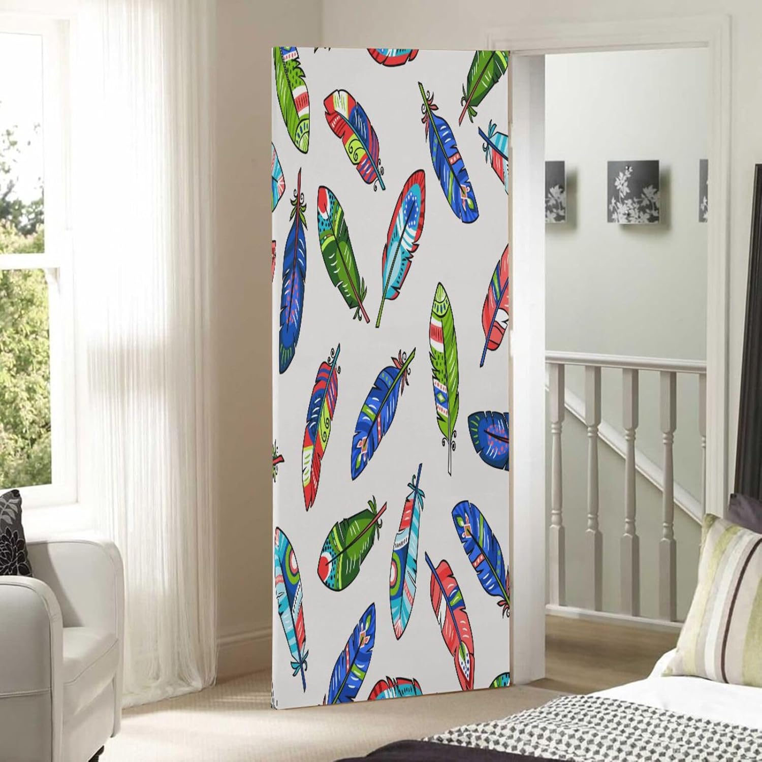 Susiyo Colored Feathers Halloween Door Cover