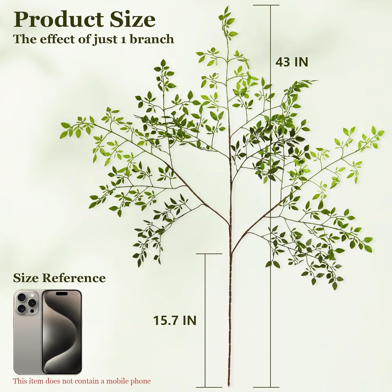 BonBlooms 3 Pcs 43 Inch Artificial Greenery Stems for Vase Decor