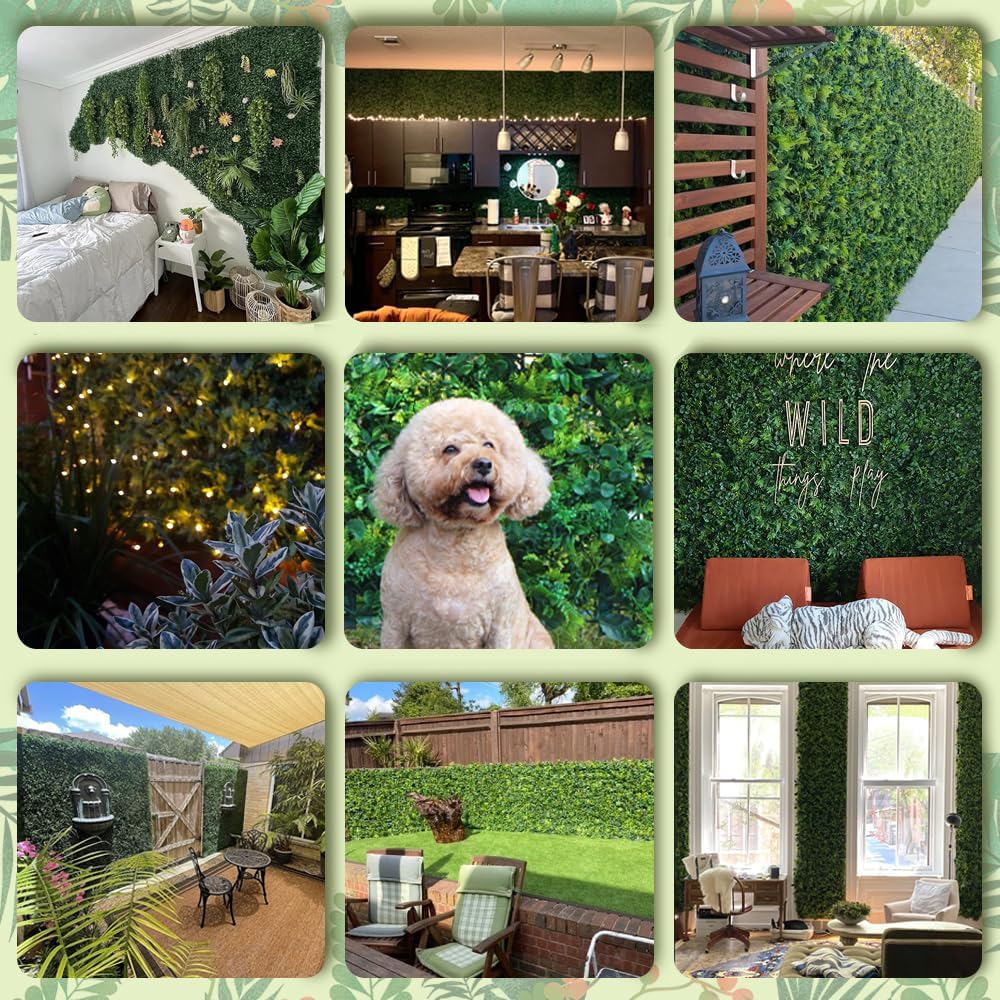 12PCS 20x20 Artificial Plant Wall Panels for Home Garden Outdoor Decor