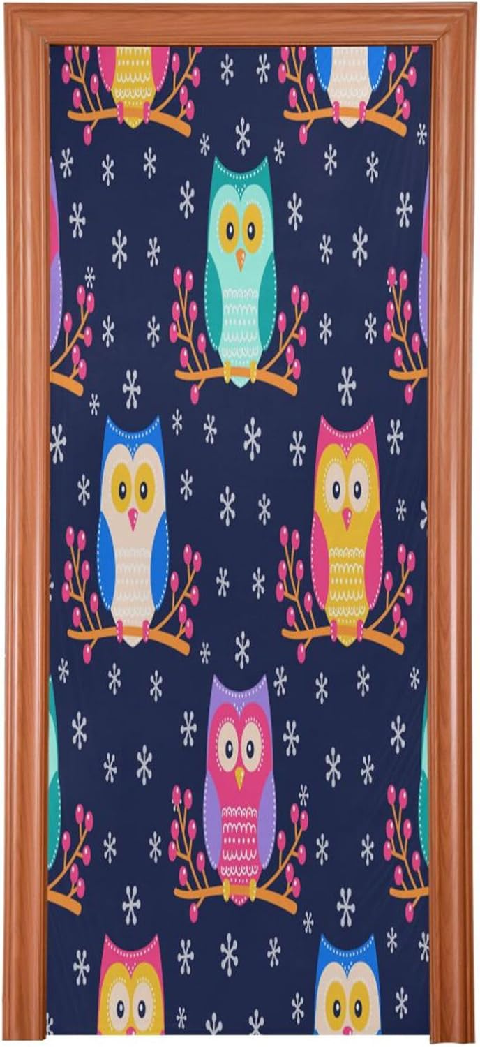 Susiyo Cute Flat Owls Halloween Door Cover