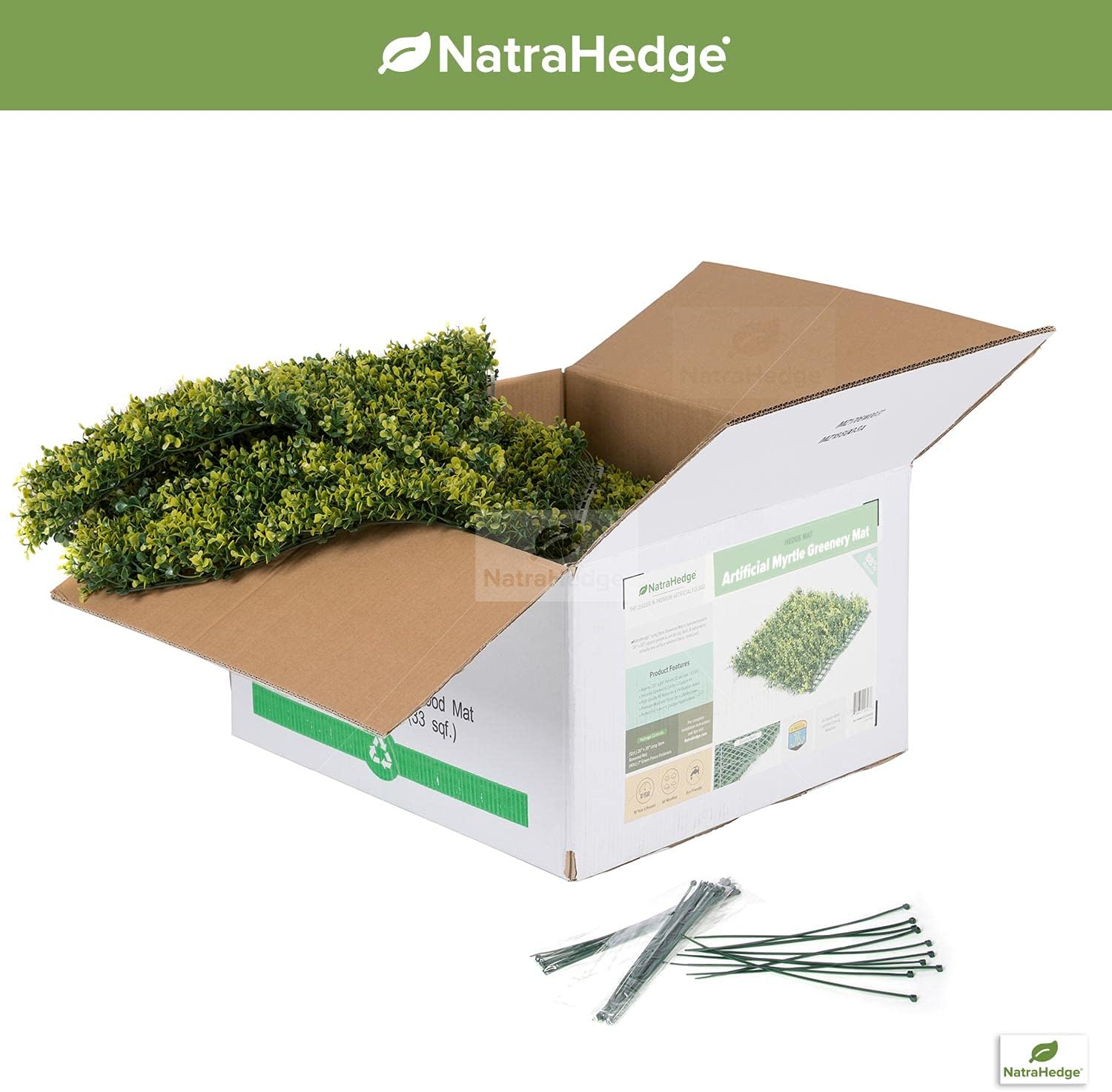 NatraHedge Long Stem Boxwood Hedge Mats 12-Pack 20x20 Greenery Panels