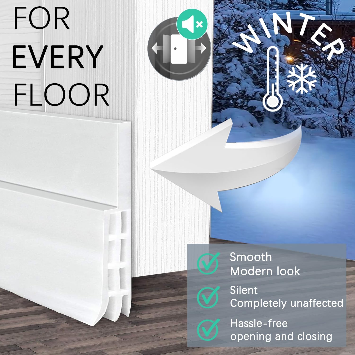 2 Packs Door Draft Stoppers White 2x39 Inches