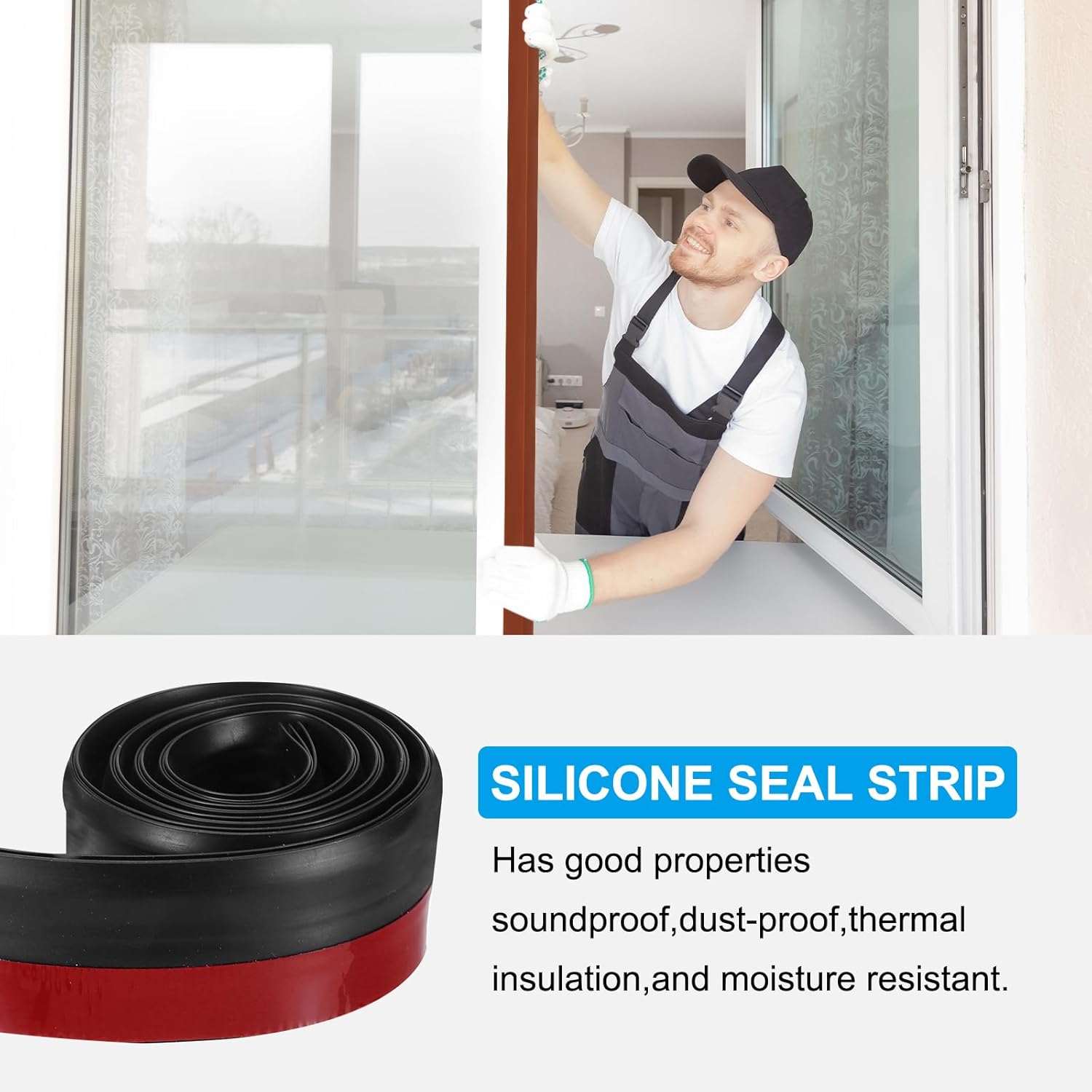 PATIKIL Door Draft Stopper 2 Pack 33FT Black 2 Inch Wide