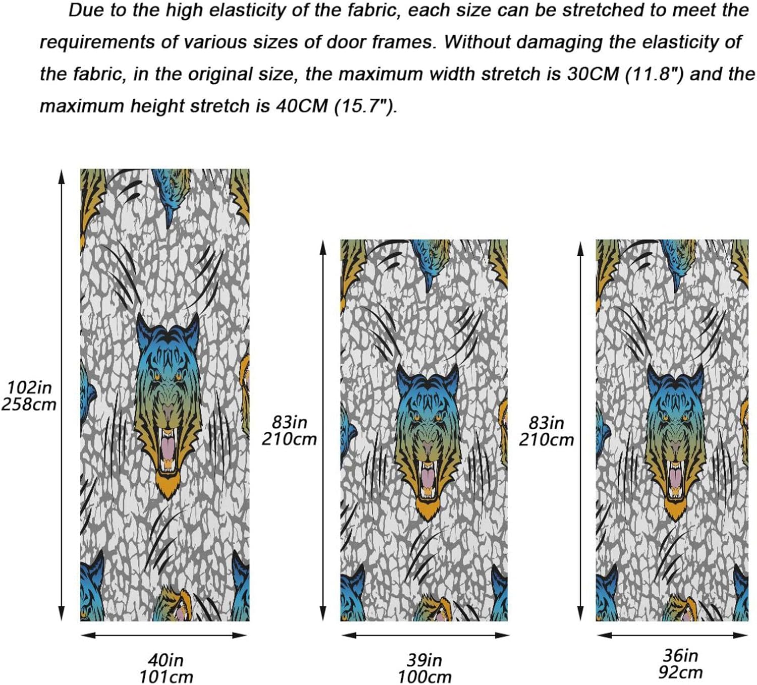 Susiyo Blue Head Tiger Halloween Door Cover Stretch Fabric Decoration