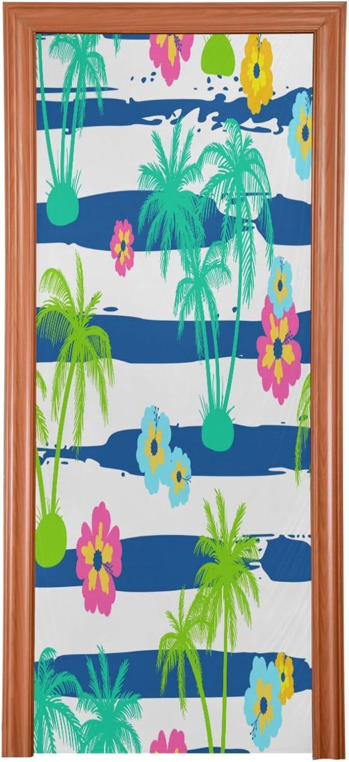Susiyo Palm Trees Hibiscus Halloween Door Cover