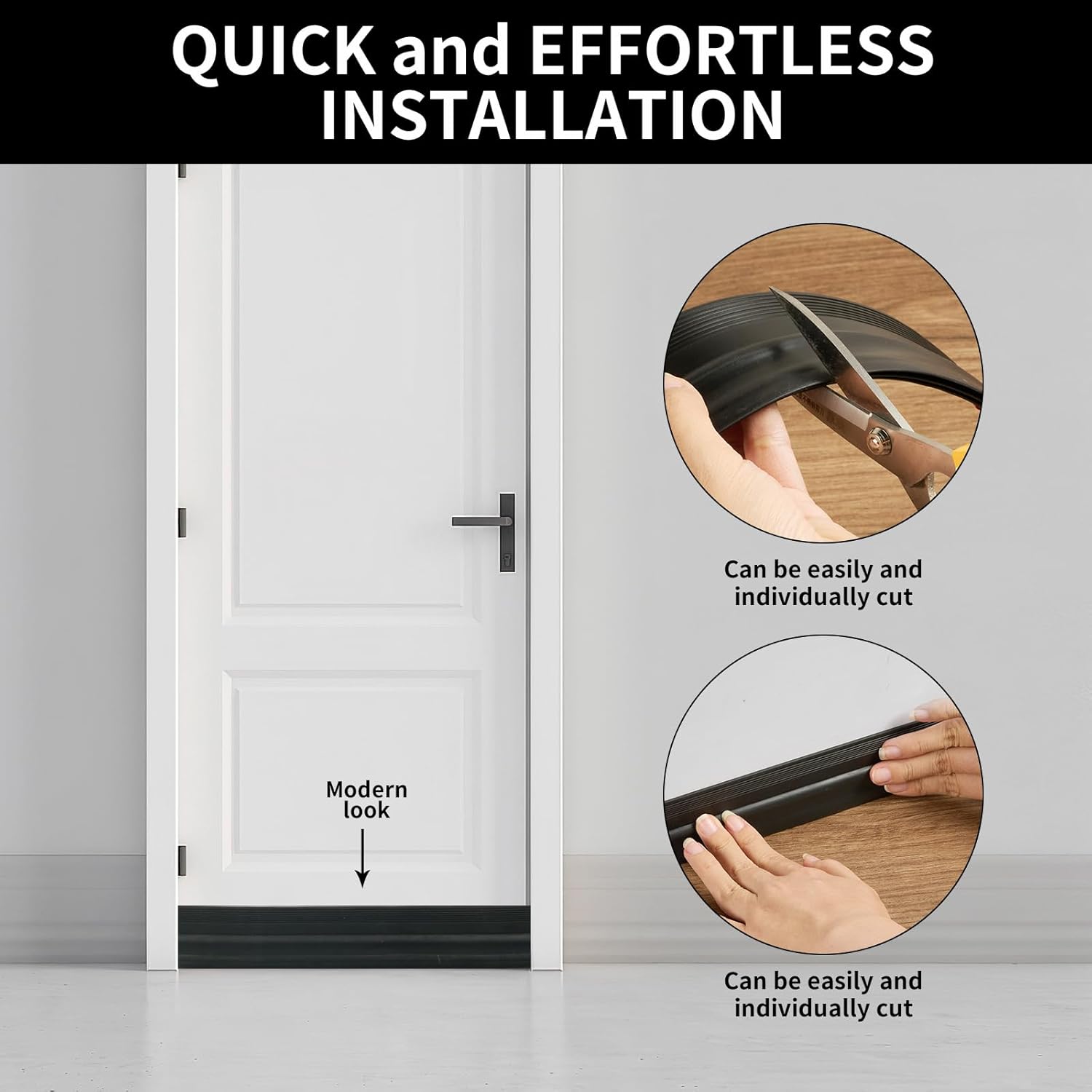 VZZNN 2 Pack Door Draft Stopper with Adhesive Black 78 L
