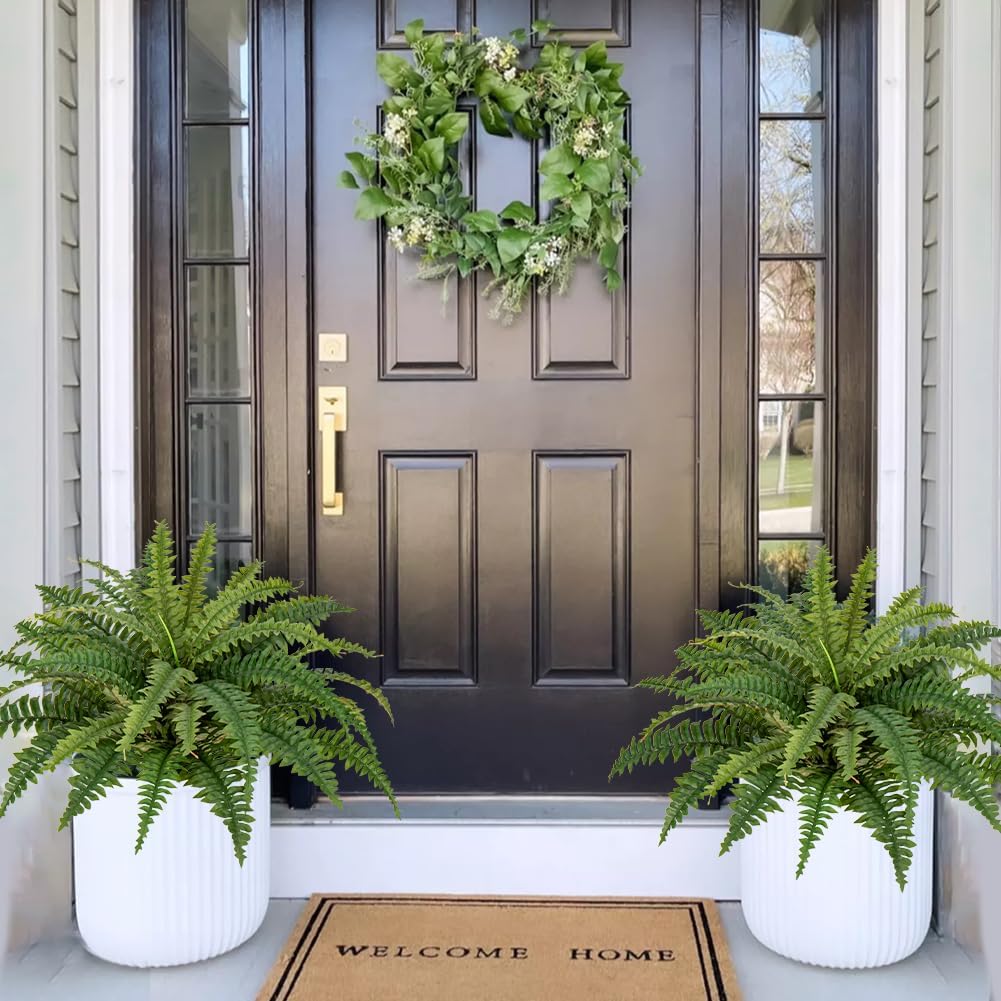 Ferns Artificial Plants Set of 2 Realistic Hanging Fake Greenery