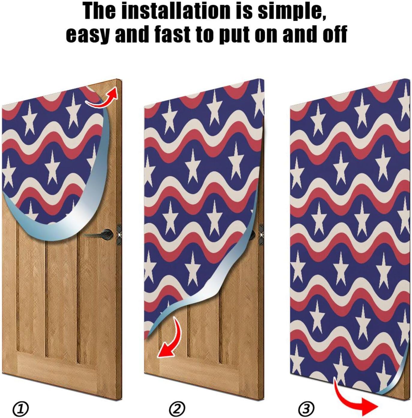 Susiyo Fag White Stars Halloween Door Cover Stretch Fabric Backdrop for Home Party Decoration