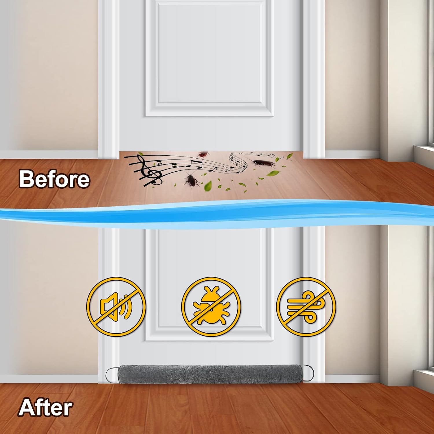 KingBaas Door Sweep Weather Stripping 36 Inch Cold Air Blocker