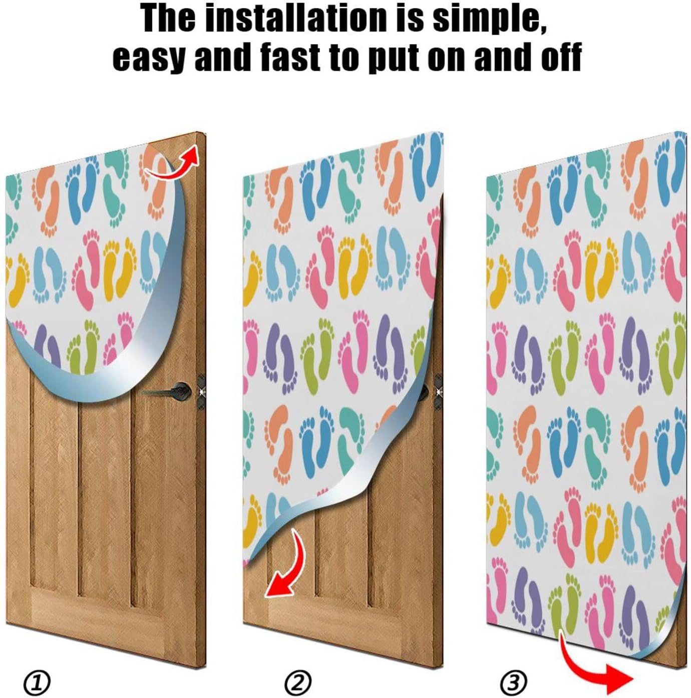 Susiyo Colorful Baby Footprints Halloween Door Cover