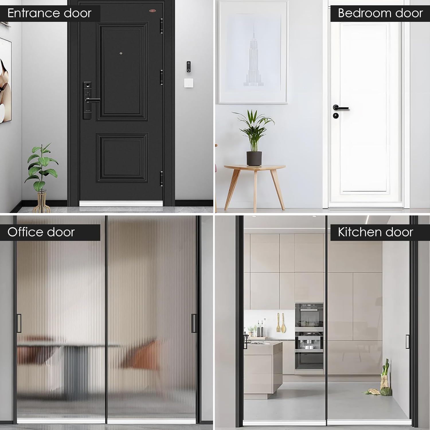 Xiaohemiao Door Draft Stopper 2 Pack - Silicone Gap Filler for Bottom of Door