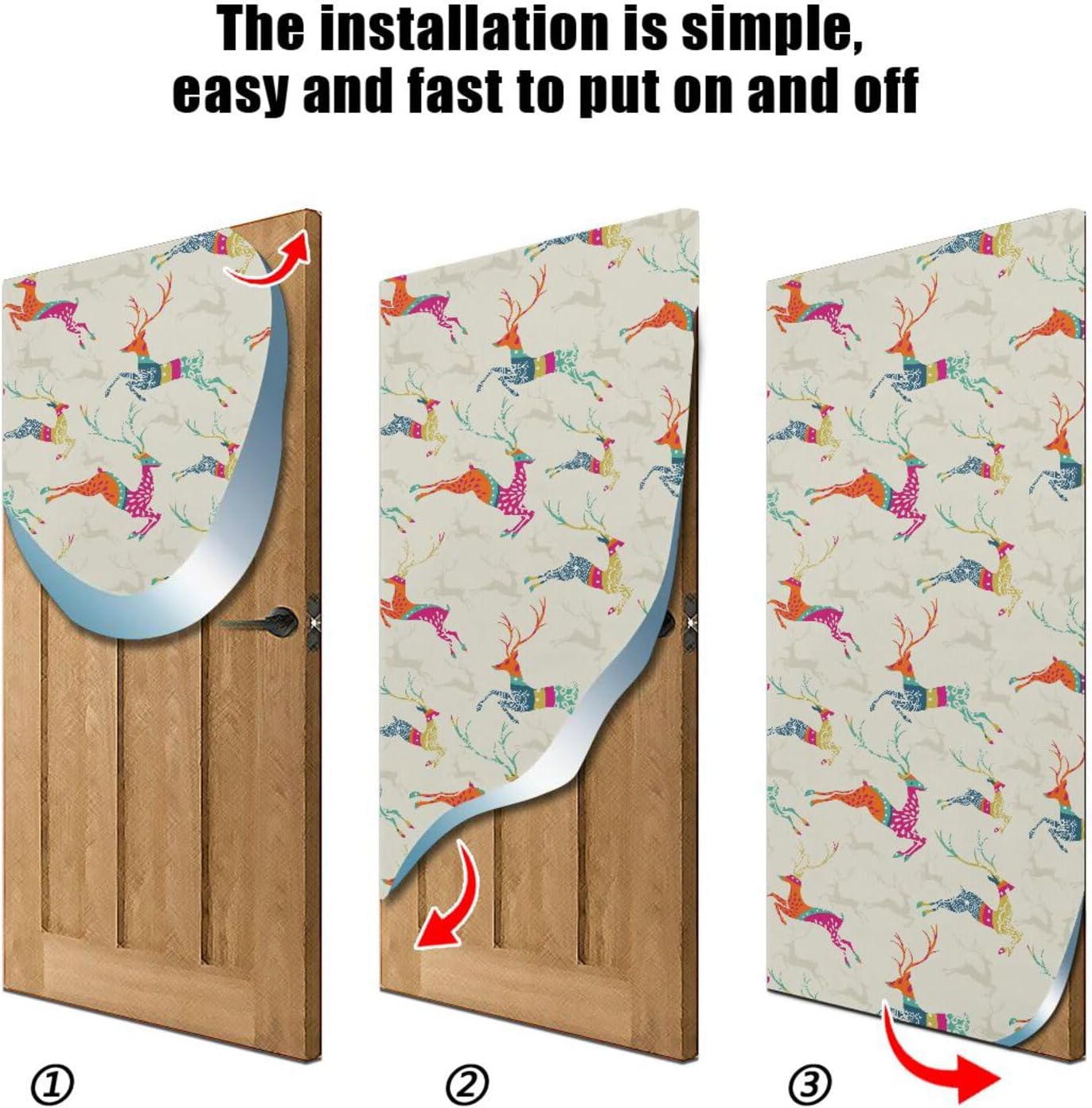 Susiyo Christmas Reindeer Door Cover Decoration 32x79 In