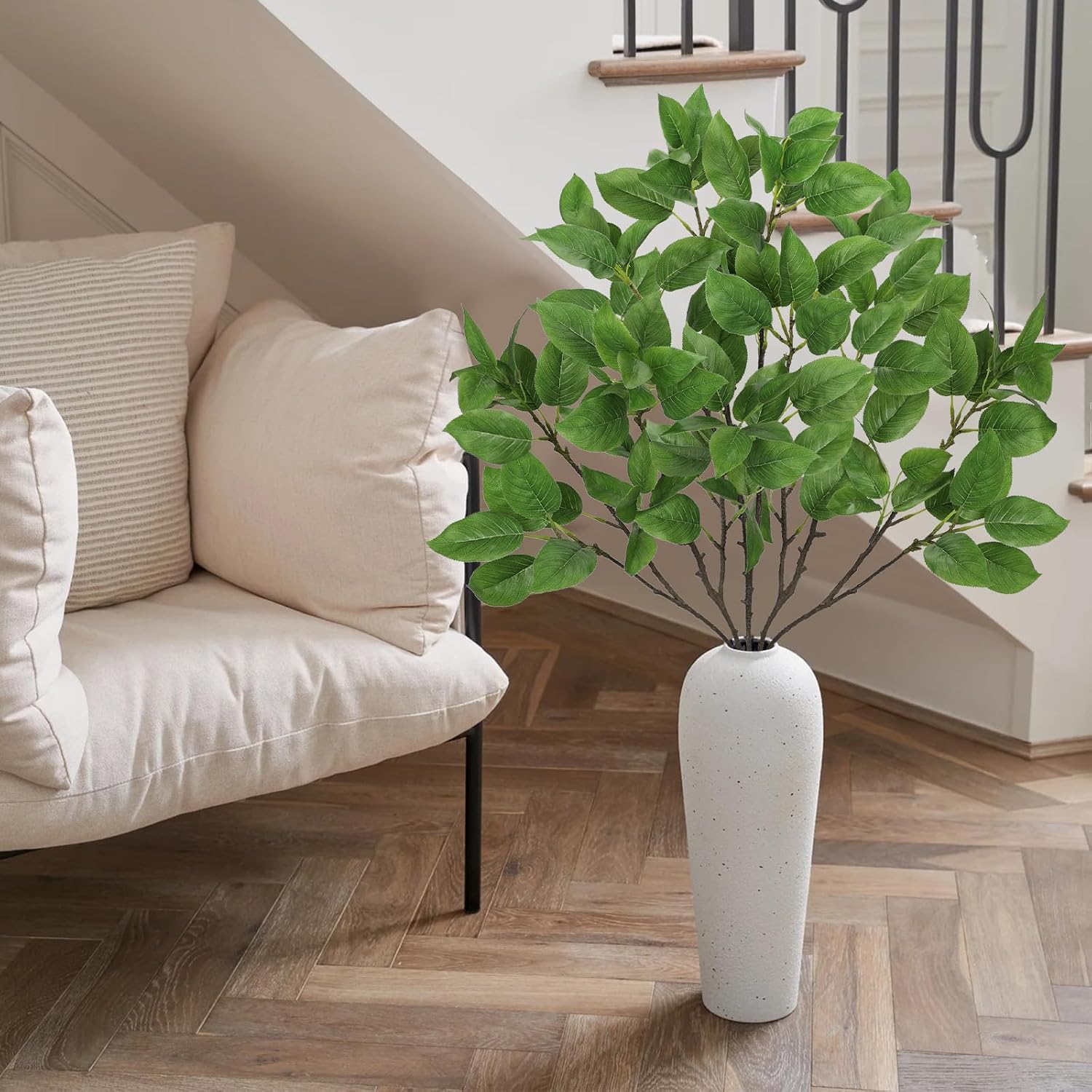 Artificial Camellia Leaf Stems 3PCS for Vase Decor