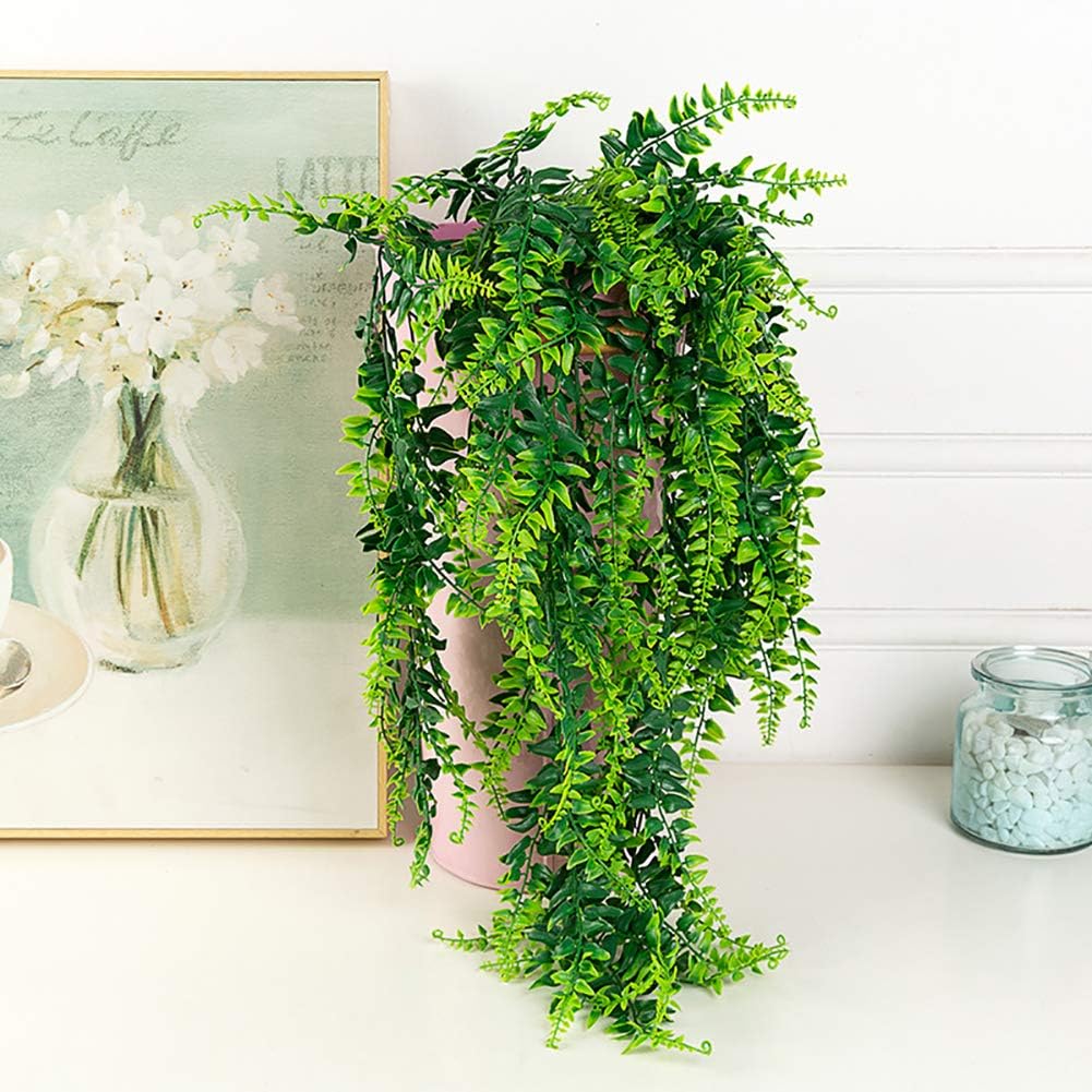 YYaaloa Artificial Hanging Plants 2-Pack Boston Fern Greeny Chain Decor