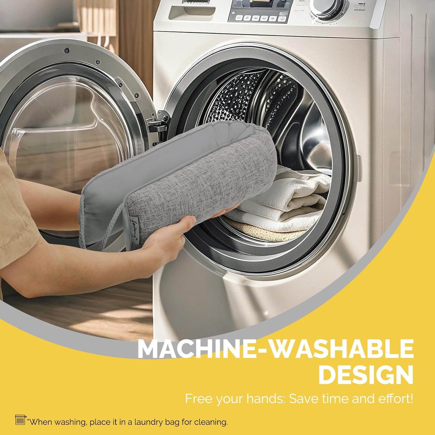 Fowong Door Draft Stopper 30 Inch Weighted Noise Blocker with Hook Tapes for Easy Install Grey