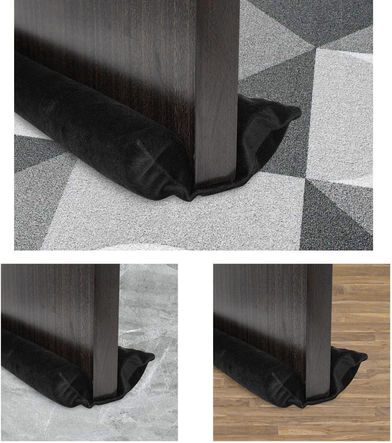 Door Draft Stopper 36 Inch Adjustable Under Door Seal Blocker Black